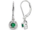 Lab-Created Emerald Leverback Drop Earrings in Sterling Silver